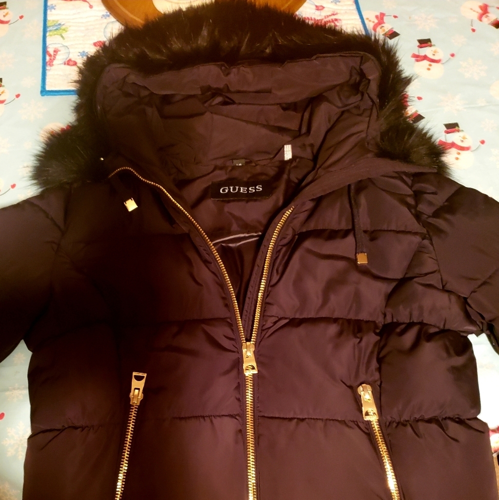 Gess Coat with,fur lined hood